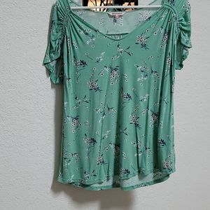 Juicy Couture Mint Green Floral Short-Sleeve Blouse